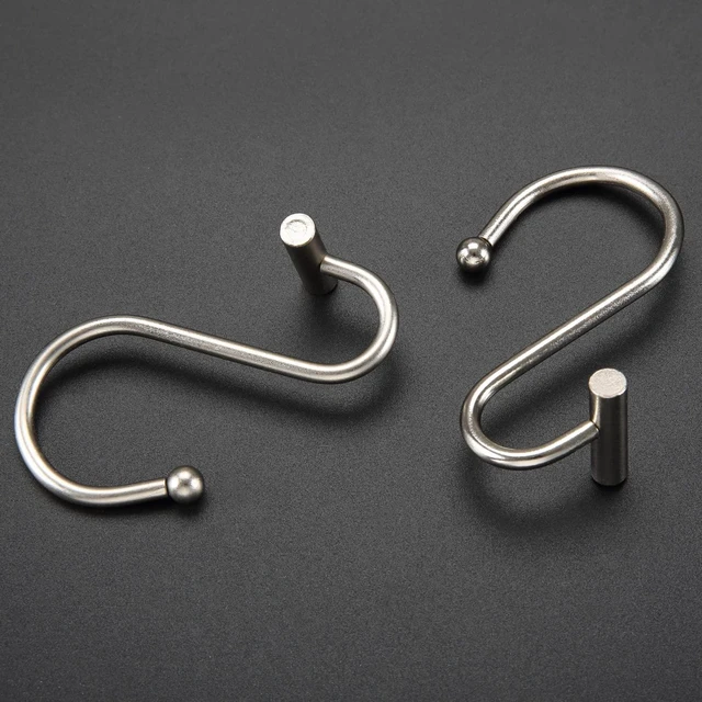 Alt view image 3 of 7 - Nickel Shower Curtain Hooks, Rust Proof Shower Curtain Rings for Bathroom, Silver Metal Decorative Shower Curtain Hooks Hangers for Shower Curtain Rod, Set of 12 T-Bar Design