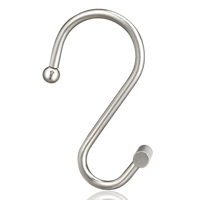 Alt view image 4 of 7 - Nickel Shower Curtain Hooks, Rust Proof Shower Curtain Rings for Bathroom, Silver Metal Decorative Shower Curtain Hooks Hangers for Shower Curtain Rod, Set of 12 T-Bar Design