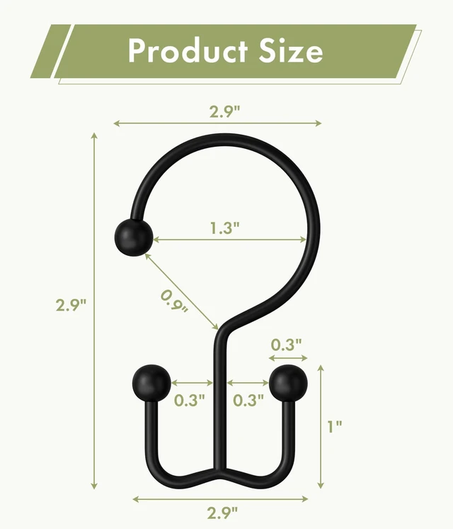 Alt view image 2 of 7 - Black Shower Curtain Hooks, 12PCS Minimalist Simple Double Shower Curtain Rings, Rust-Resistant Metal Shower Hooks Shower Curtain Hangers, Shower Rings for Bathroom Shower Rods Curtains