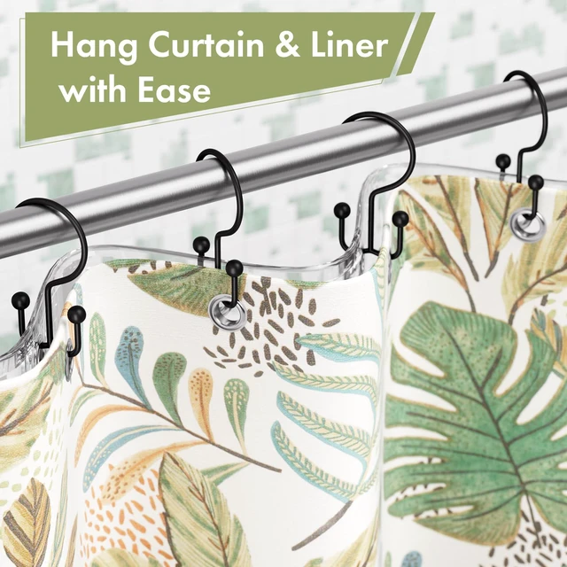 Alt view image 4 of 7 - Black Shower Curtain Hooks, 12PCS Minimalist Simple Double Shower Curtain Rings, Rust-Resistant Metal Shower Hooks Shower Curtain Hangers, Shower Rings for Bathroom Shower Rods Curtains