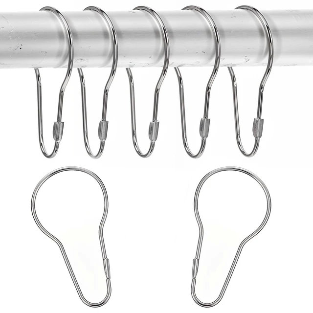 Alt view image 3 of 7 - 200pcs Silver Shower Curtain Hooks Rustproof Metal Rings for Bathroom, Kitchen & Home Use