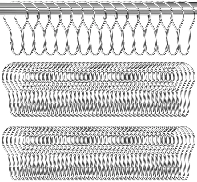 Main image of 200 PCS Shower Curtain Hooks, Rust-Proof Metal Bathroom Curtain Rings for Bathroom Shower Rods CurtainsSilver