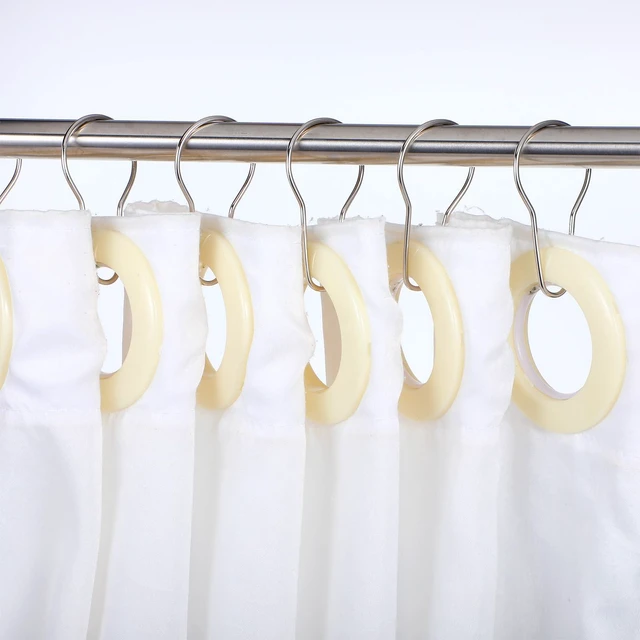 Alt view image 7 of 7 - 200 PCS Shower Curtain Hooks, Rust-Proof Metal Bathroom Curtain Rings for Bathroom Shower Rods CurtainsSilver