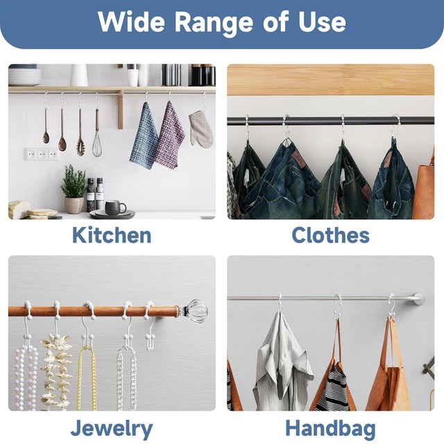 Alt view image 4 of 7 - Shower Curtain Hooks Rings, Rust Resistant Metal Double Glide Shower Hooks for Bathroom Shower Rods Curtains, Set of 12 Hooks - White