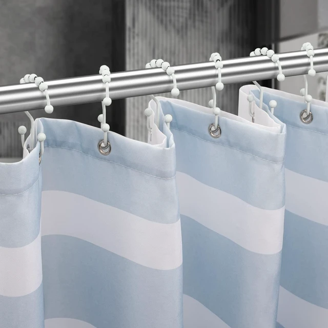 Alt view image 6 of 7 - Shower Curtain Hooks Rings, Rust Resistant Metal Double Glide Shower Hooks for Bathroom Shower Rods Curtains, Set of 12 Hooks - White