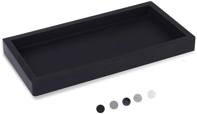 Main image of Silicone Bathroom Vanity Tray Dish Soap Holder Sink Organizer, Black | Small, Thickened Silicone, Easy to Clean, Waterproof, Non-Slip, for Countertop, Kitchen, Bedroom, Dresser