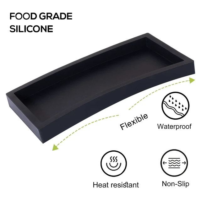 Alt view image 3 of 7 - Silicone Bathroom Vanity Tray Dish Soap Holder Sink Organizer, Black | Small, Thickened Silicone, Easy to Clean, Waterproof, Non-Slip, for Countertop, Kitchen, Bedroom, Dresser
