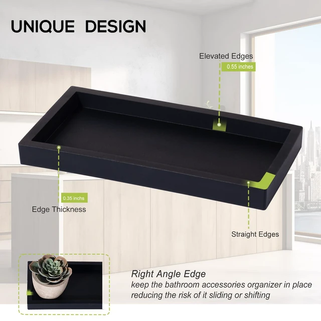 Alt view image 4 of 7 - Silicone Bathroom Vanity Tray Dish Soap Holder Sink Organizer, Black | Small, Thickened Silicone, Easy to Clean, Waterproof, Non-Slip, for Countertop, Kitchen, Bedroom, Dresser