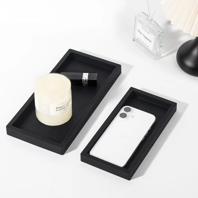 Alt view image 5 of 7 - Silicone Bathroom Vanity Tray Dish Soap Holder Sink Organizer, Black | Small, Thickened Silicone, Easy to Clean, Waterproof, Non-Slip, for Countertop, Kitchen, Bedroom, Dresser
