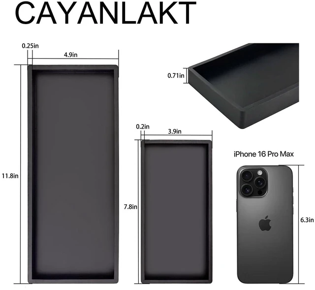 Alt view image 2 of 7 - 2Pcs CAYANLAKT Premium Non-Slip Rectangular Silicone Bathroom Vanity Tray | Waterproof Bathroom Counter Tray, Decorative Tray for Kitchen Sink, Soap Dispenser, Perfume, Toilet tank, 11.8 and 7.8IN