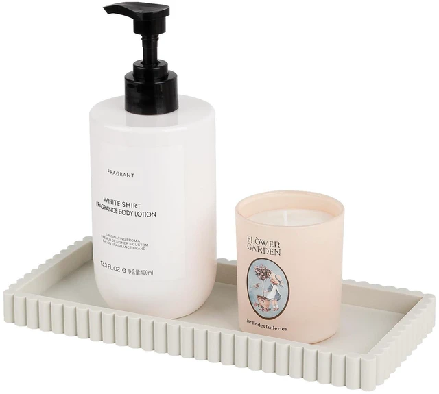 Main image of Silicone Bathroom Tray Small Vanity Tray Kitchen Counter Decor, Beige | Non Slip, Dishwasher Safe, for Dish Soap, Perfume, Candle, Sponge