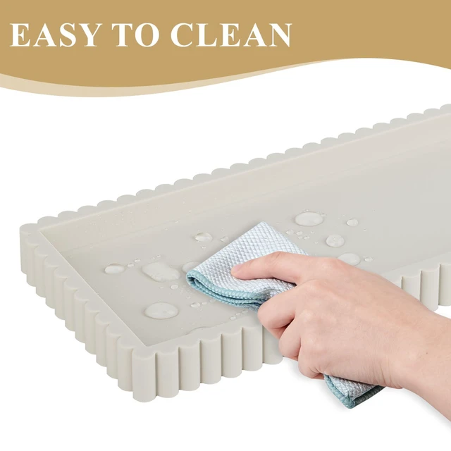 Alt view image 4 of 7 - Silicone Bathroom Tray Small Vanity Tray Kitchen Counter Decor, Beige | Non Slip, Dishwasher Safe, for Dish Soap, Perfume, Candle, Sponge
