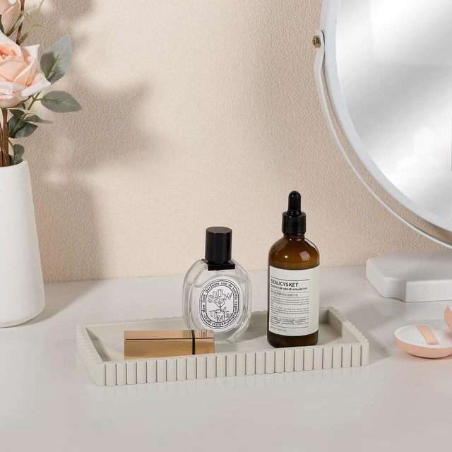 Alt view image 5 of 7 - Silicone Bathroom Tray Small Vanity Tray Kitchen Counter Decor, Beige | Non Slip, Dishwasher Safe, for Dish Soap, Perfume, Candle, Sponge
