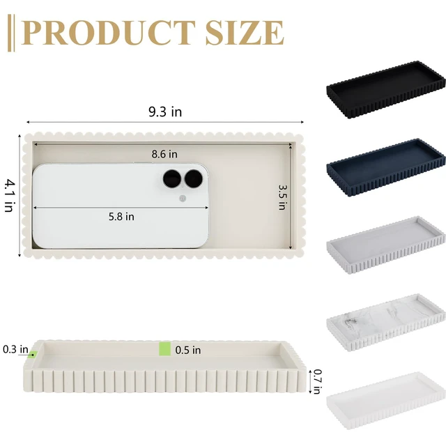 Alt view image 6 of 7 - Silicone Bathroom Tray Small Vanity Tray Kitchen Counter Decor, Beige | Non Slip, Dishwasher Safe, for Dish Soap, Perfume, Candle, Sponge