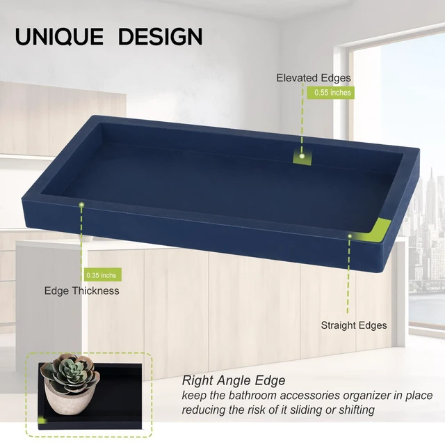 Alt view image 5 of 6 - Silicone Bathroom Vanity Tray Dish Soap Holder Sink Organizer, Dark Blue | Small, Thickened Silicone, Easy to Clean, Waterproof, Non-Slip, for Countertop, Kitchen, Bedroom, Dresser