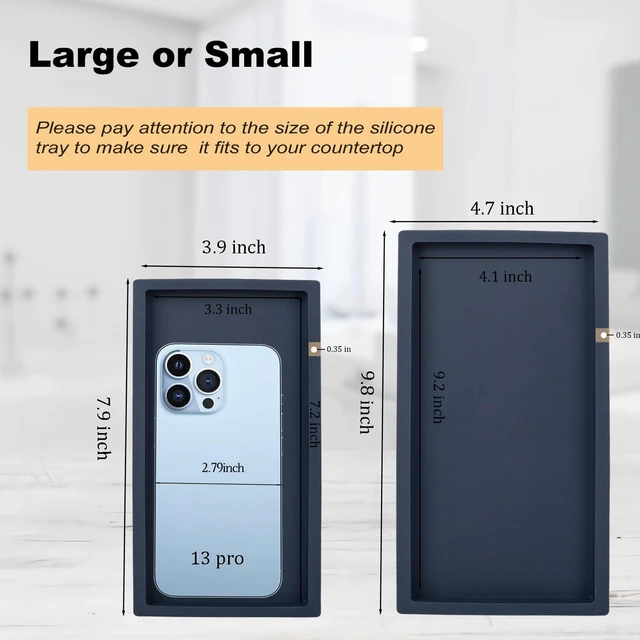 Alt view image 6 of 6 - Silicone Bathroom Vanity Tray Dish Soap Holder Sink Organizer, Dark Blue | Small, Thickened Silicone, Easy to Clean, Waterproof, Non-Slip, for Countertop, Kitchen, Bedroom, Dresser