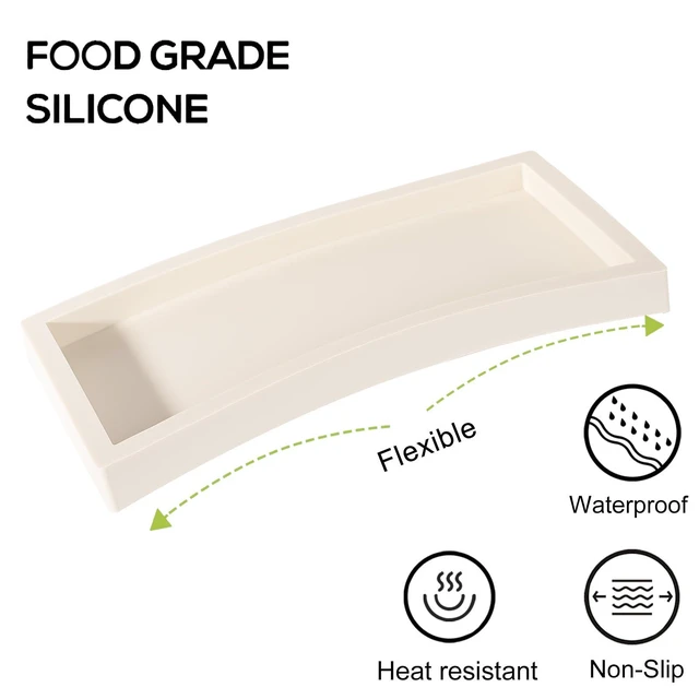 Alt view image 4 of 7 - Silicone Bathroom Vanity Tray Dish Soap Holder Sink Organizer, Beige | Small, Thickened Silicone, Easy to Clean, Waterproof, Non-Slip, for Countertop, Kitchen, Bedroom, Dresser