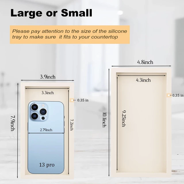 Alt view image 6 of 7 - Silicone Bathroom Vanity Tray Dish Soap Holder Sink Organizer, Beige | Small, Thickened Silicone, Easy to Clean, Waterproof, Non-Slip, for Countertop, Kitchen, Bedroom, Dresser