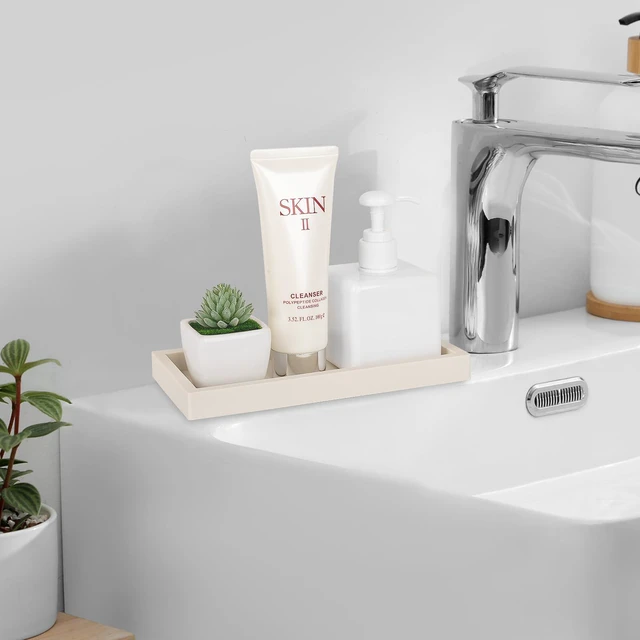 Alt view image 7 of 7 - Silicone Bathroom Vanity Tray Dish Soap Holder Sink Organizer, Beige | Small, Thickened Silicone, Easy to Clean, Waterproof, Non-Slip, for Countertop, Kitchen, Bedroom, Dresser