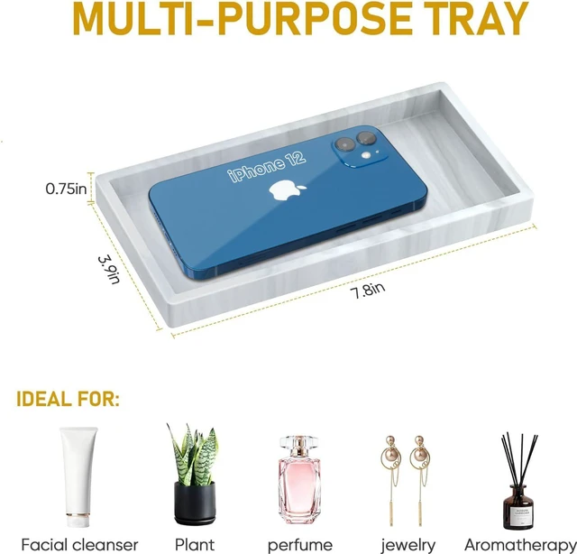 Alt view image 4 of 7 - Silicone Bathroom Tray,Shatterproof Silicone Tray for Bathroom Counter | Small Vanity Tray for Bathroom Soap Dispenser Tray Toilet Tank-7.8 * 3.9in