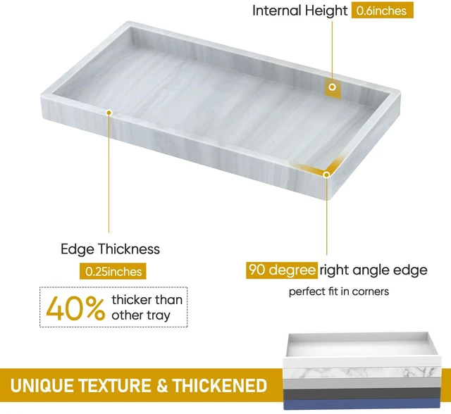 Alt view image 2 of 7 - Silicone Bathroom Tray,Shatterproof Silicone Tray for Bathroom Counter | Small Vanity Tray for Bathroom Soap Dispenser Tray Toilet Tank-7.8 * 3.9in