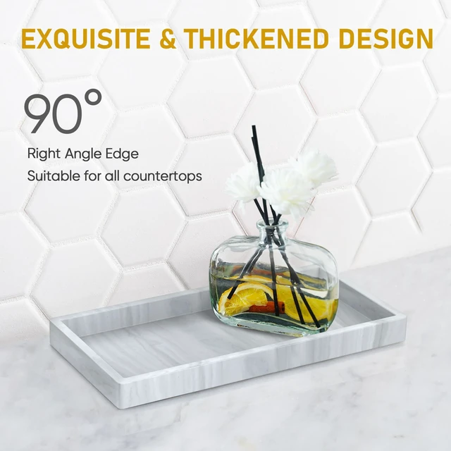 Alt view image 3 of 7 - Silicone Bathroom Tray,Shatterproof Silicone Tray for Bathroom Counter | Small Vanity Tray for Bathroom Soap Dispenser Tray Toilet Tank-7.8 * 3.9in