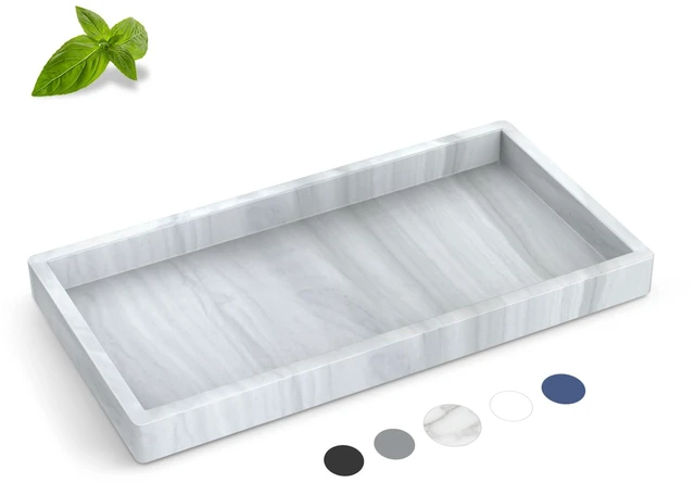 Main image of Silicone Bathroom Tray,Shatterproof Silicone Tray for Bathroom Counter | Small Vanity Tray for Bathroom Soap Dispenser Tray Toilet Tank-7.8 * 3.9in
