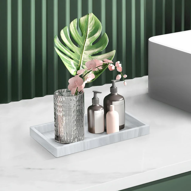 Alt view image 6 of 7 - Silicone Bathroom Tray,Shatterproof Silicone Tray for Bathroom Counter | Small Vanity Tray for Bathroom Soap Dispenser Tray Toilet Tank-7.8 * 3.9in
