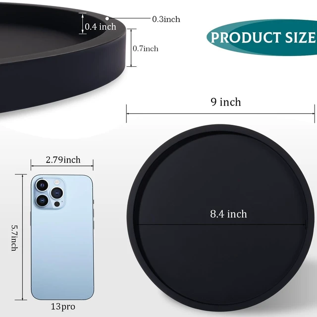 Alt view image 7 of 7 - Silicone Bathroom Tray Coffee Table Decor Perfume Organizer, 9" Black | Waterproof, Non-Slip, Scratch-Resistant, Raised Edges, for Bathroom Counter, Vanity, Kitchen Countertop, Display