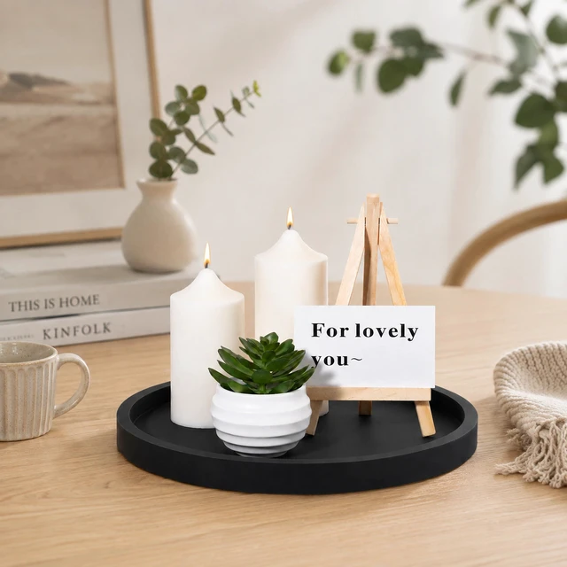 Alt view image 6 of 7 - Silicone Bathroom Tray Coffee Table Decor Perfume Organizer, 9" Black | Waterproof, Non-Slip, Scratch-Resistant, Raised Edges, for Bathroom Counter, Vanity, Kitchen Countertop, Display