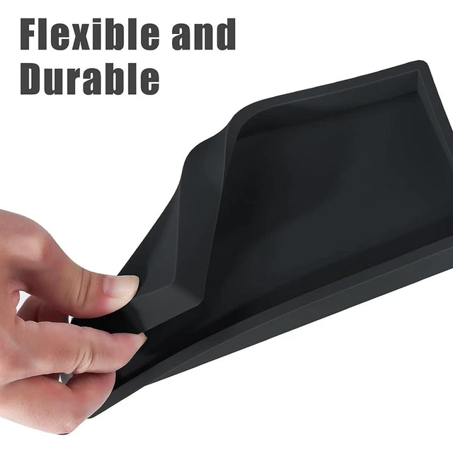 Alt view image 2 of 7 - 2PCS 11.8 L x 5 W Silicone Soap Dispenser Tray, Bathroom Sink Vanity Trays for Dresser Tops, Toilet, Small Black Tray for Scrubber, Lotion Bottles, Perfume, Jewelry, Candle, Key Trinket Ring-Black