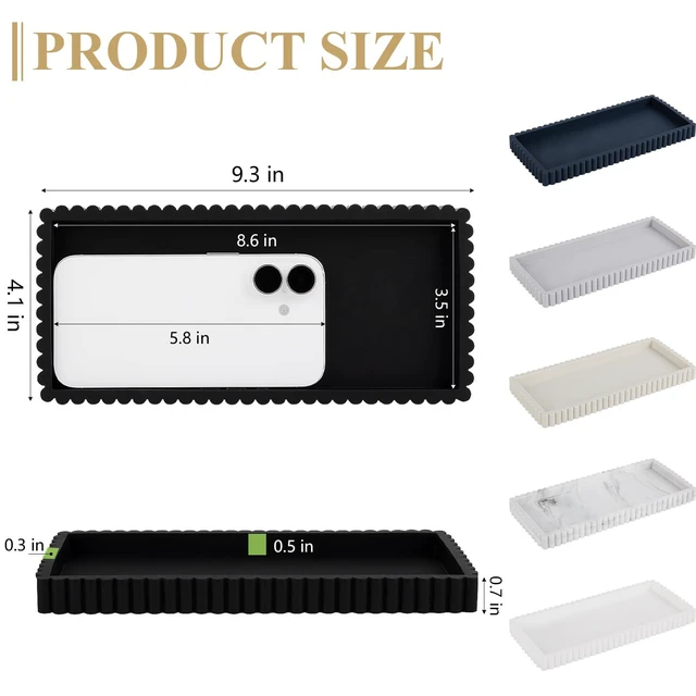 Alt view image 6 of 7 - Silicone Bathroom Tray Small Vanity Tray Kitchen Counter Decor, Black | Non Slip, Dishwasher Safe, for Dish Soap, Perfume, Candle, Sponge