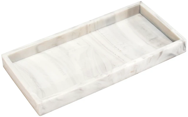 Main image of Silicone Bathroom Vanity Tray for Counter, 7.9" Small Kitchen Sink Soap Tray for Dish Holder Dispenser Countertop Toilet Tank Desk Organizer