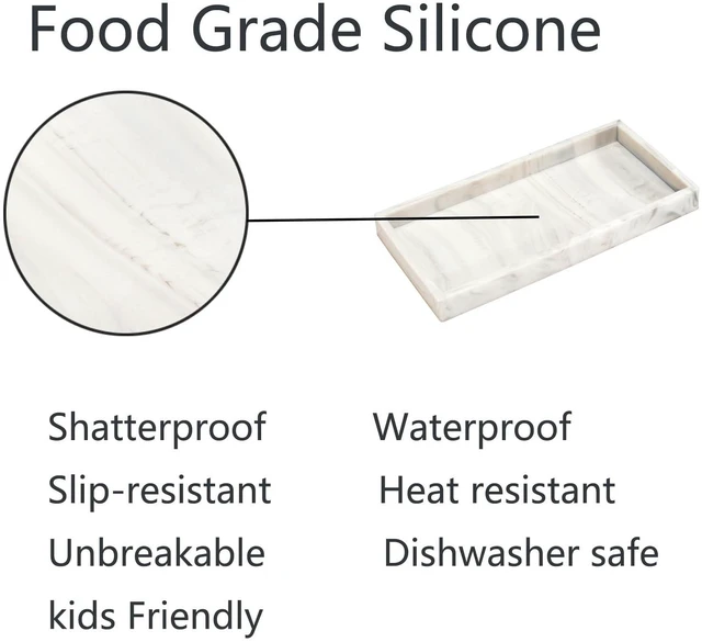 Alt view image 2 of 7 - Silicone Bathroom Vanity Tray for Counter, 7.9" Small Kitchen Sink Soap Tray for Dish Holder Dispenser Countertop Toilet Tank Desk Organizer