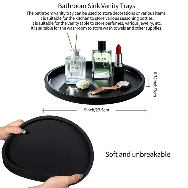 Alt view image 3 of 7 - 9 Inchs Silicone Rperfume Tray Bathroom Tray Waterproof Non-Slip Black