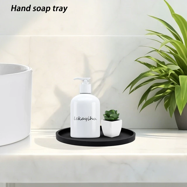 Alt view image 2 of 7 - 9 Inchs Silicone Rperfume Tray Bathroom Tray Waterproof Non-Slip Black