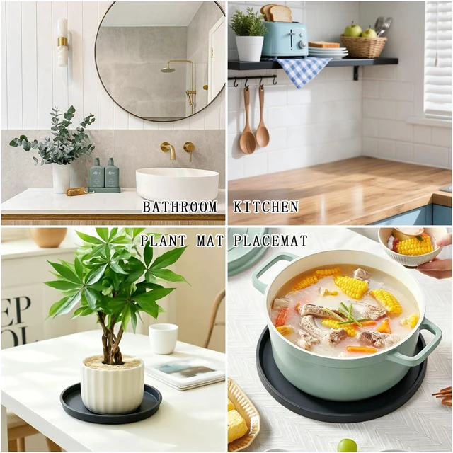 Alt view image 6 of 7 - 9 Inchs Silicone Rperfume Tray Bathroom Tray Waterproof Non-Slip Black