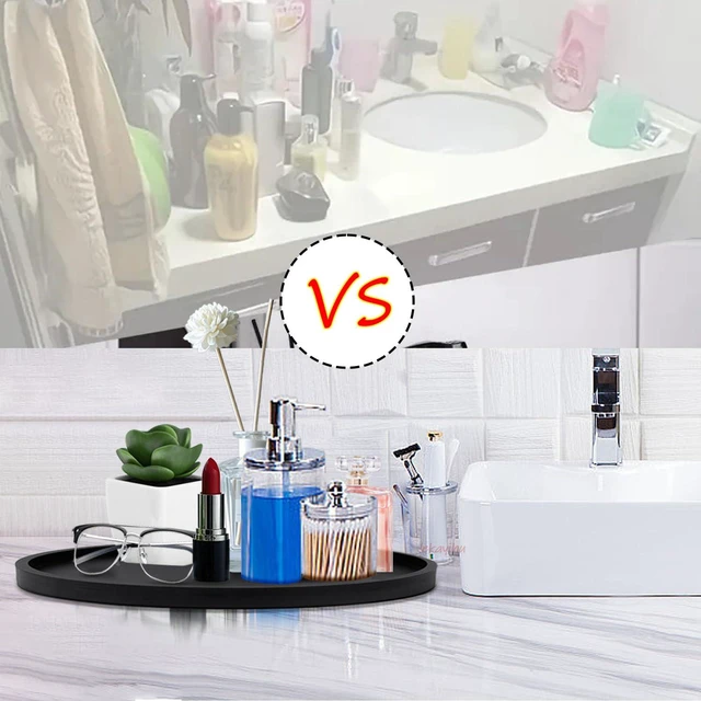 Alt view image 4 of 7 - 9 Inchs Silicone Rperfume Tray Bathroom Tray Waterproof Non-Slip Black