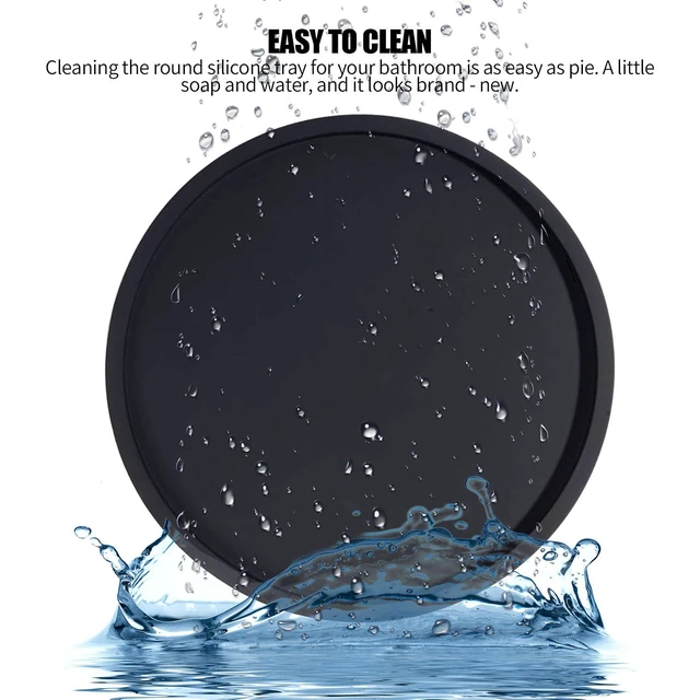 Alt view image 7 of 7 - 9 Inchs Silicone Rperfume Tray Bathroom Tray Waterproof Non-Slip Black