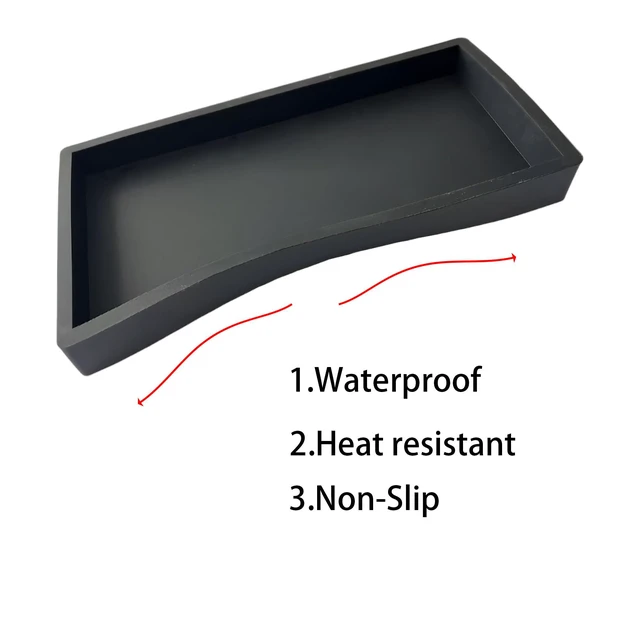 Alt view image 3 of 5 - Silicone Vanity Tray, Bathroom Countertop Soap Dispenser Holder, Kitchen Sink Organizer for Lotion, Perfume, Jewelry and Candle (Black)