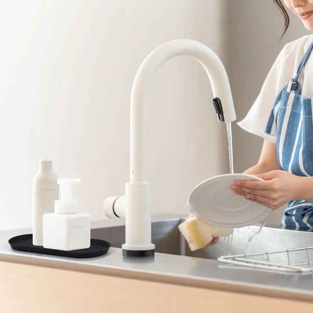 Alt view image 6 of 7 - Silicone Vanity Tray, Black, 8.66" x 3.94", Black | Waterproof, Non-Slip, Organizer for Bathroom Counter, Kitchen Sink & Jewelry