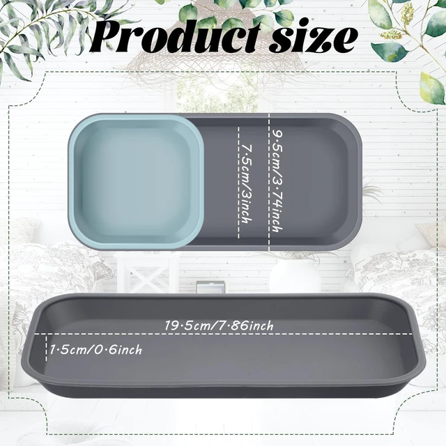 Alt view image 2 of 6 - 6 Pcs Mini Silicone Vanity Tray Bathroom Counter, Gray, Sage, Blue | 7in & 3in Decorative Tray, Easy to Clean, Sink Countertop Organizer Tray for Dish Soap, Lotion Bottle, Perfume, Jewelry