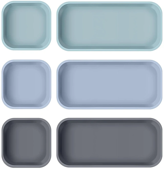 Main image of 6 Pcs Mini Silicone Vanity Tray Bathroom Counter, Gray, Sage, Blue | 7in & 3in Decorative Tray, Easy to Clean, Sink Countertop Organizer Tray for Dish Soap, Lotion Bottle, Perfume, Jewelry