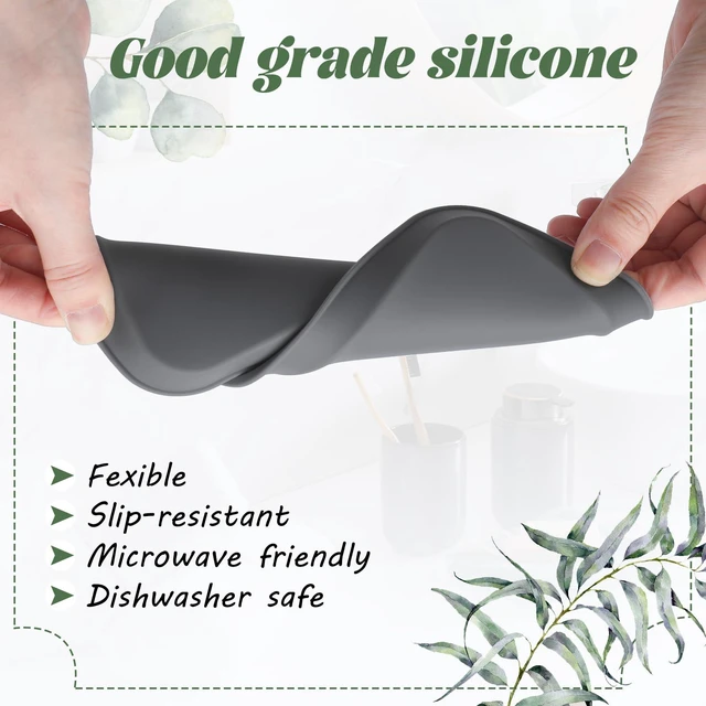 Alt view image 3 of 6 - 6 Pcs Mini Silicone Vanity Tray Bathroom Counter, Gray, Sage, Blue | 7in & 3in Decorative Tray, Easy to Clean, Sink Countertop Organizer Tray for Dish Soap, Lotion Bottle, Perfume, Jewelry