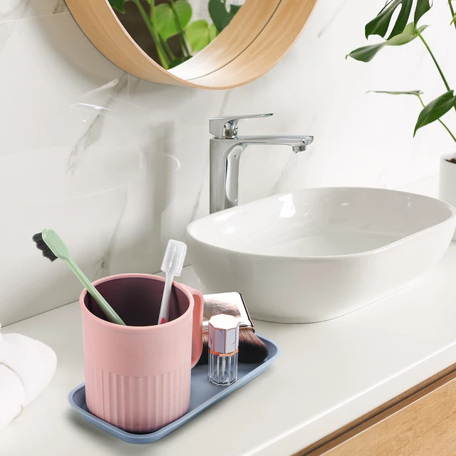 Alt view image 5 of 6 - 6 Pcs Mini Silicone Vanity Tray Bathroom Counter, Gray, Sage, Blue | 7in & 3in Decorative Tray, Easy to Clean, Sink Countertop Organizer Tray for Dish Soap, Lotion Bottle, Perfume, Jewelry