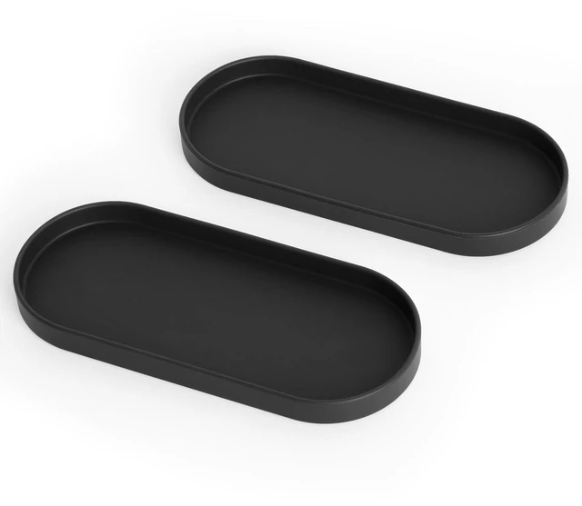 Main image of Silicone Tray - Small Vanity Tray Organizer - Spoon Rest Holder - Kitchen Sink, Bathroom, Multi-Purpose Modern Counter Organizer (Black)