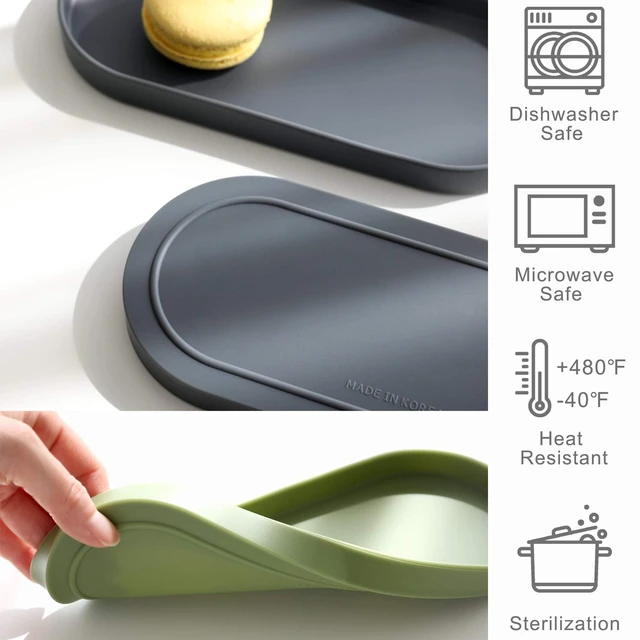 Alt view image 2 of 7 - Silicone Tray - Small Vanity Tray Organizer - Spoon Rest Holder - Kitchen Sink, Bathroom, Multi-Purpose Modern Counter Organizer (Black)