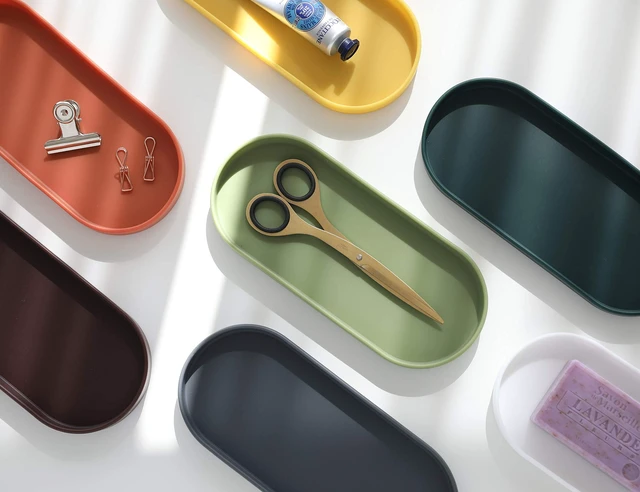 Alt view image 4 of 7 - Silicone Tray - Small Vanity Tray Organizer - Spoon Rest Holder - Kitchen Sink, Bathroom, Multi-Purpose Modern Counter Organizer (Black)