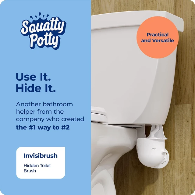 Alt view image 3 of 7 - Invisibrush Hidden Toilet Brush with Holder | Hides Behind Toilet Bowl Tilts for Easy Access - Keep Toilet Brush Cleaning Tool Hidden