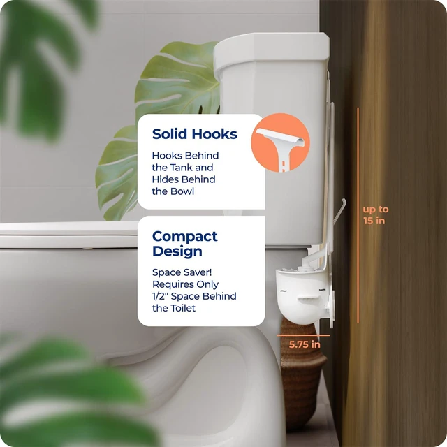 Alt view image 4 of 7 - Invisibrush Hidden Toilet Brush with Holder | Hides Behind Toilet Bowl Tilts for Easy Access - Keep Toilet Brush Cleaning Tool Hidden
